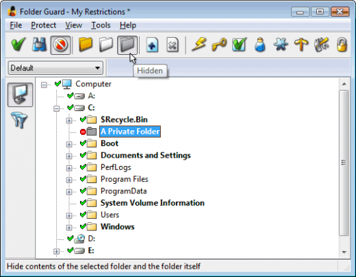 Скриншот программы Folder Guard